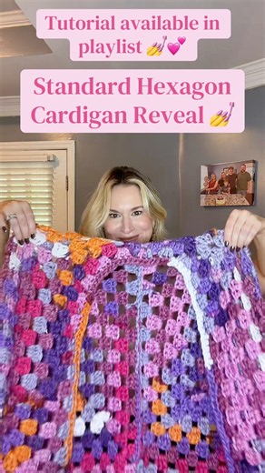 Standard Hexagon Crochet Cardigan Tutorial Reveal #crochetwithme #crochetwearables #crochettutorial