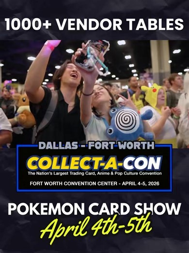 LET’S GO! Collect-A-Con is the Nation’s Largest Trading Card, Anime & Pop Culture Convention. This epic collectibles trade show event boasts over 1200 dealer tables w/ the hottest collectibles! Collect-A-Con is showcasing celebrities, LIVE concerts, special guests, box breaks, sports cards, TCG cards (Pokémon, Magic, Yu-Gi-oh), comics, video games, Funko POP!s, vintage toys, and more! Don't miss this incredible ALL AGES weekend event. Check the website for details: https://collectaconusa.com/dfw