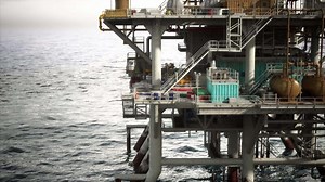 Oil Rig Operating in the Ocean