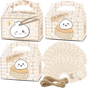A Little Dumpling Gift Boxes with Thank You Tags,24PCS Baby Shower Treat Boxes for Birthday Dumpling Themed Party Favors