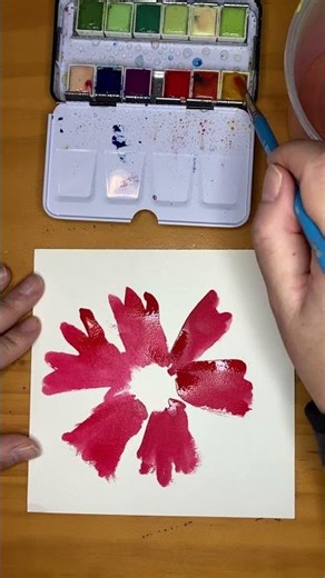 Red Bright Flower | Pixie Art Studio #100dayschallenge #pixieartstudio #watercolor #artiststudio