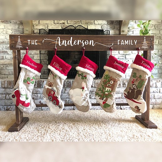 Free Standing Stocking Holder Stand, Custom Christmas Stocking Stand Decor, No Mantel Stand Alone on Floor Wood Stocking Display Hanger Rack - Etsy