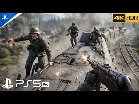 Call of Duty WWII (PS5) Armored Train Assault Gameplay – Intense Battlefield Combat | 4K 60FPS