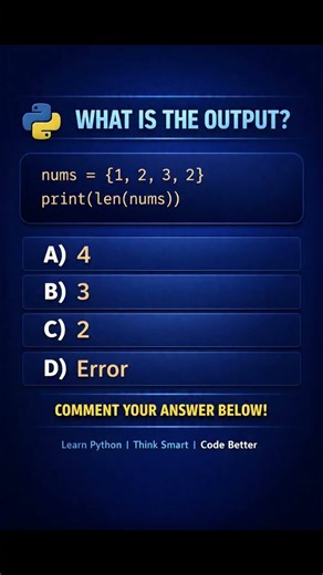 what is the output in python 👨‍💻#coding #python #shorts #programming #javascript #c++ #viral