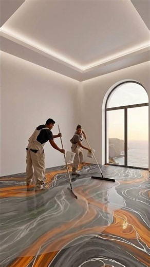 Client wanted a $35,000 Emerald Green & Amber bedroom... 🤯👑 #epoxyfloor #satisfying
