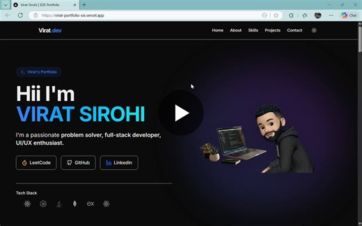 #nextjs #typescript #webdevelopment #sde #portfolio #opentowork #java #dsa #engineering | Virat Sirohi
