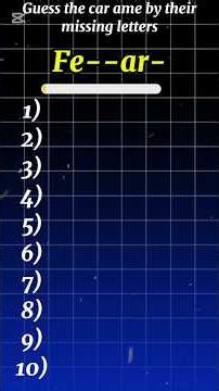 check your vocabulary| gues the car by missing letter#quiz#riddles