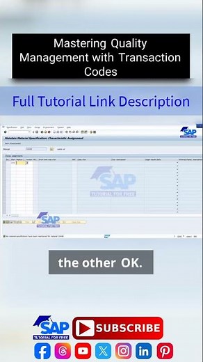 Mastering Quality Management with Transaction Code | SAP QM Planning and Execution | Inspection Plan