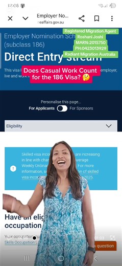 Does casual work exp count for 186 direct entry visa?#186 #186visa #australianpr #migrationagent #tiktokphilippines