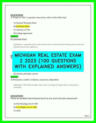 Pass Your Michigan Real Estate Exam 2026: 100 Practice Questions With Full Explanations