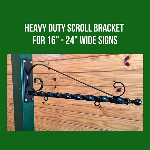 Steel Scroll Sign Bracket: Heavy Duty Outdoor Hanging Hardware (16-24" Wide) - Etsy