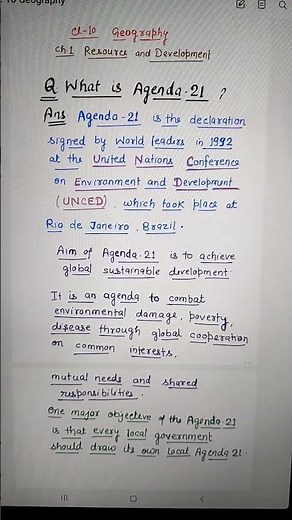 What is Agenda-21. CLASS -10 Geography Ch.1 Resources and Development