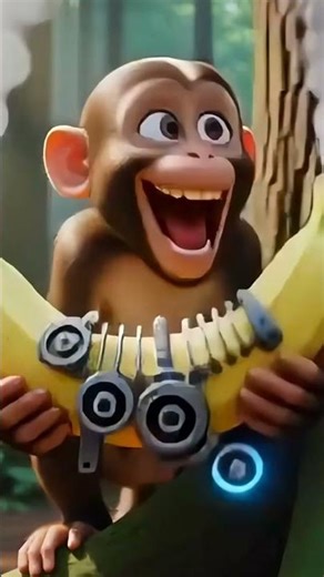 Monkey Did This With Banana 😳🍌 | #MonkeyFun #BananaComedy #CartoonShorts