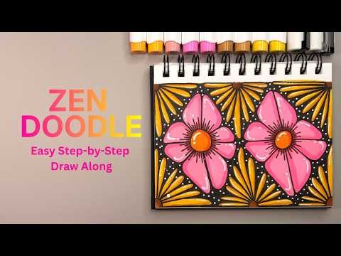 Flower Zen Doodle Art Idea for Beginners 🌸 Draw Along Step by Step