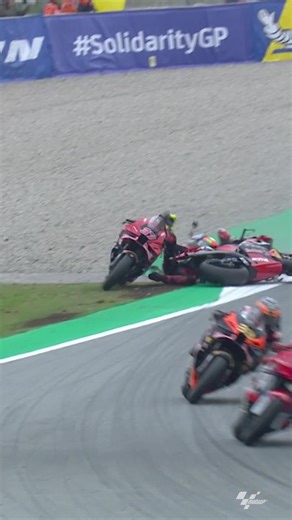 Friendly fire that caused a red flag! 💥 Pedro Acosta and Augusto Fernandez collided and went down in the first minutes of #MotoGP FP1 🫢 #SolidarityGP 🏁 | MotoGP