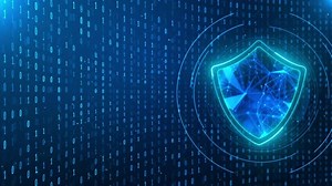 Futuristic Digital Security Shield Loop Animation