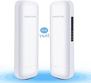 Wireless Bridge Point to Point for 5KM Remote Transmission, 5G WiFi Bridge 900Mbps Outdoor CPE PtP & PtMP with 15dBi High-Gain Antenna & 1000M Ethernet Port 48V PoE, Support 50+ Client Devices, 2 Pack