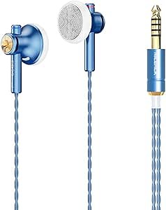NICEHCK EB2S Pro 4.4mm Balanced Earbuds No Mic 15.4mm Dynamic Headphones | 15.4mm LCP dynamic driver;silver-plated OCC cable; balanced 4.4 plug; comfy marine blue pure HiFi earbud for balanced DAPs