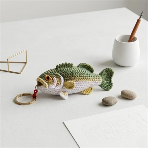 Crochet Bass Fish Keychain Pattern, Amigurumi PDF, Fishing Accessory, Small Toy - Etsy