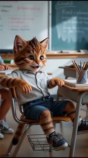 Cat’s First Day at School 🐱🎒📚#shorts #cat #viral