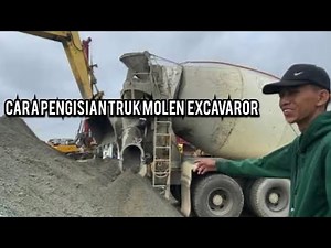 Pengisian truk molen manual muat abu batu