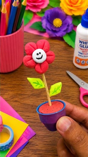 Cute Clay Flower Craft | DIY Clay Art | Easy Clay Flower Tutorial #ClayArt #DIYCrafts #ClayFlower