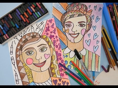 Romero Britto-Inspired Self-Portraits for Fourth Grade