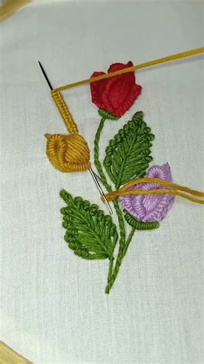 lovely flowers embroidery stitching tutorial #art #flower #stitch