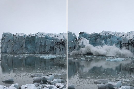 Glacier collapse sends massive waves barreling toward tourists