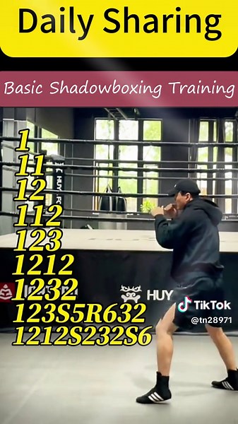 1. jab 2. cross 3.4 swing 5.6 hook S. slip R. roll #boxing #boxinglife #fyb #footwork #fightingskills #shadowboxing