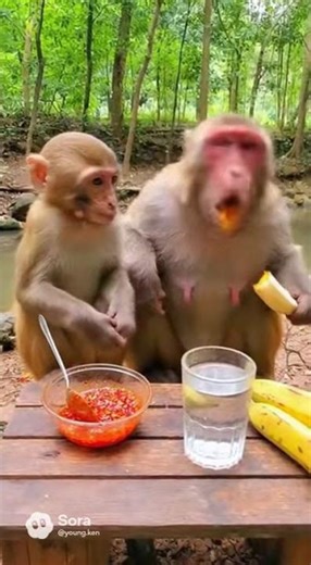🌶️🤣 HOT PRANK! Tiny Monkey Feeds Giant Monkey Super Spicy BANANA! Instant Regret! 🤯🔥 #funny