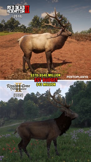 Pentoplanya on Instagram: "Animals (Red Stag vs Bull Elk) Comparison | Red Dead Redemption 2 vs Kingdom Come: Deliverance II #rdr2 #reddeadredemption2 #reddeadredemption #kingdomcomedeliverance2 #kingdomcomedeliverance #kcd2 #kcd"