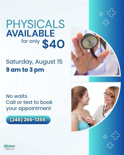 Physicals available for only $40 (originally $75)