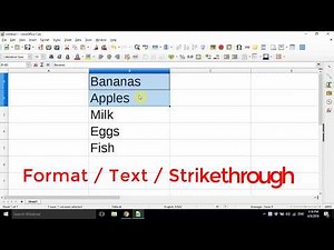 Draw a LINE through text in Libre Office Calc
