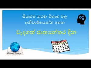 සාමාන්‍ය දැනීම - ජාත්‍යන්තර දින | General Knowledge - International Dates