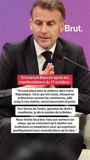 Emmanuel Macron prend la parole après les manifestations du 17 octobre 2026.