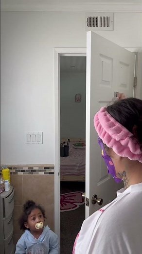 Toddler gets scared by facial mask in Compton, California