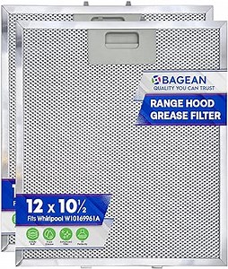 Bagean Range Hood Filter Replacement 12" x 10.5" W10169961A Compatible with Whirlpool Stove Hood Vent Filter - Aluminum Screen for Kitchen Overhead Exhaust Fan Blocks Grease & Filters Oven Air (2-Pk)