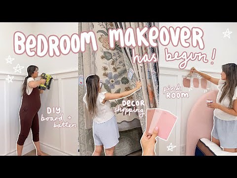 building a GIRLY pinterest BEDROOM 🎀 pink walls, diy projects + shop with me!