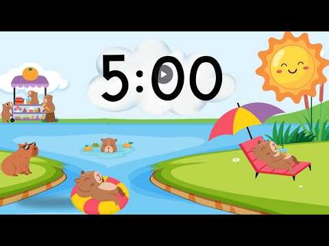 🐾 5 Minute Capybara River Timer | Mellow Reggae & Spring Vibes ☀️