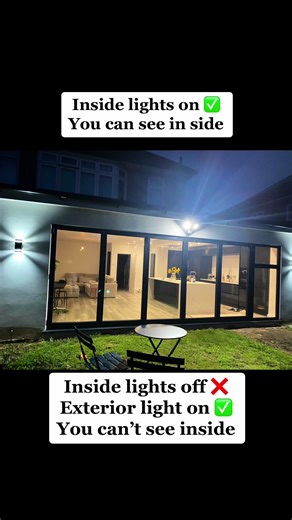 Replying to @Hakunamatata_Loti You want it you got it 🤝🏼 This is what happens to window film at night. Our film refelcts where ever the light source is so window tint is for daytime privacy only so we still recommend curtains for on a night time 🙌🏼 #windowfilm #night #windowtint #private #privacy