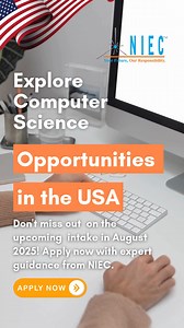 Explore Computer Science Opportunities in the USA! Don’t miss the upcoming August 2025 intake! Get expert guidance from NIEC and apply now to start your journey to success. Learn more: https://www.niec.edu.np/study-abroad/study-in-usa/ #StudyAbroad #ComputerScience #USAEducation #StudyInUSA #TechCareers #GlobalOpportunities #NIEC #Scholarships #August2025Intake #HigherEducation #TechEducation #FutureOfTech #InternationalStudents #StudyInTheUSA #NIECSuccess | NIEC | Facebook