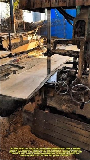 Industrial Wood Cutting with Bandsaw Machine for Smooth Precision.