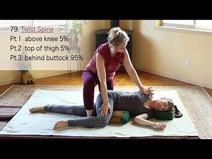 Assisted spine twist hip stretch - Thai Massage technique