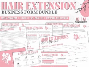 Hair Extension Form Bundle, Hair Extensions Contract, Hair Extensions Consultation Form,hair Extensions After Care Card, Editable Template - Etsy