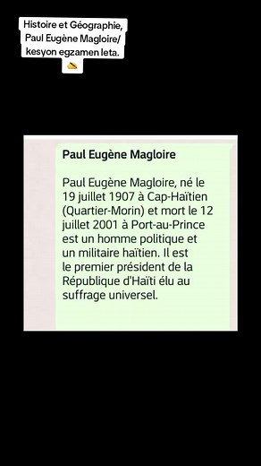 Histoire et Géographie - Paul Eugène Magloire/kesyon egzamen leta