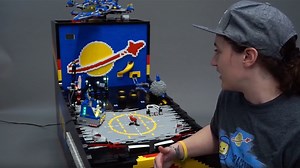 A functional pinball machine made entirely from Lego bricks