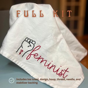 Feminist Tea Towel Embroidery Kit: Stick & Stitch DIY - Etsy UK