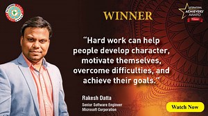 Real-life inspirational stories of achievers. Success Story- Mr. Rakesh Datta, Senior Software Engineer, Microsoft Corporation Get Inspired. Achieve your goals. Who knows, you may be our next Achiever. #achieversaward #indianachieversaward #indianachieversforum #motivation #indianachievers #awards #entrepreneurship #msme #recognition | Indian Achievers' Forum