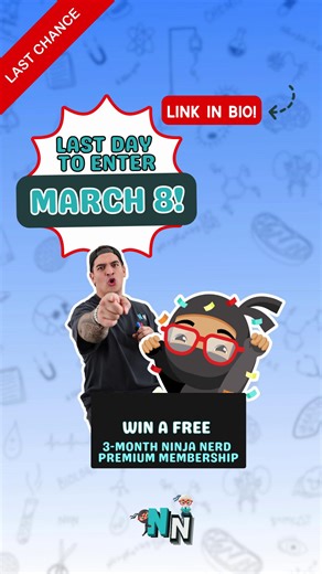 🚨 LAST DAY TO ENTER 🚨 The #NinjaNerdGiveaway ends TONIGHT! We’re choosing 5 winners to receive a 3-month Ninja Nerd Premium Membership 🔥 Check the LINK IN OUR BIO for all entry details before time runs out. Finish strong. Study smarter. Let’s do this 💥📖